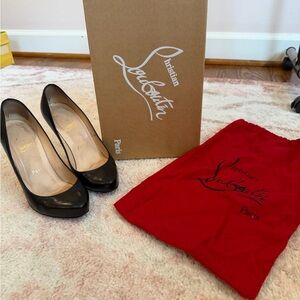 Christian Louboutin Black Heels with Red Dust Bag